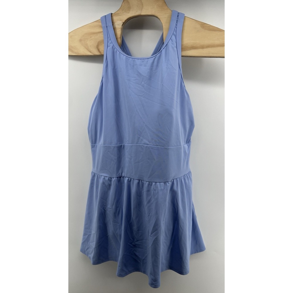 Lands End 22W Bathing Suit Swim Dress Light Cornflower Blue New NWOT